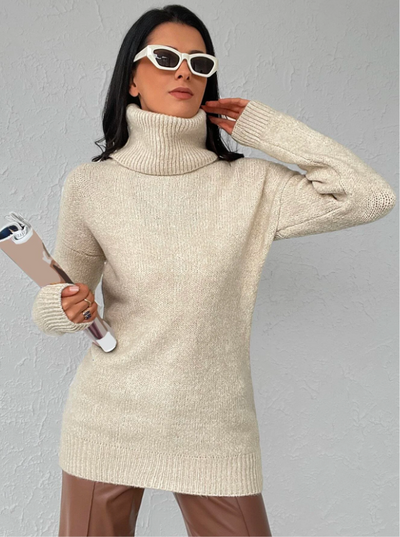 Turtleneck | High Neck | Long Sleeve | Knitted Sweater | Women's Knitwear-Grace Aura