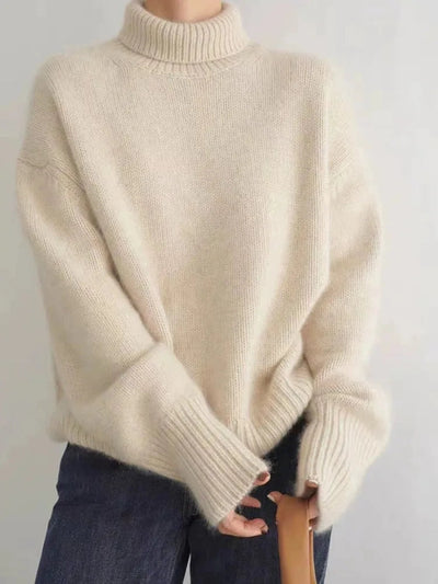 Turtleneck Sweater - Knitted - Warm - Cashmere Turtleneck Sweater - Women's Knitwear-Grace Aura