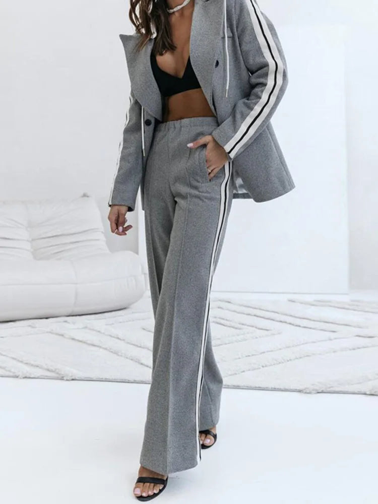 Two-Piece Set - Casual - Wide Leg - Blazer Set - Co-Ord Set Women-Grace Aura