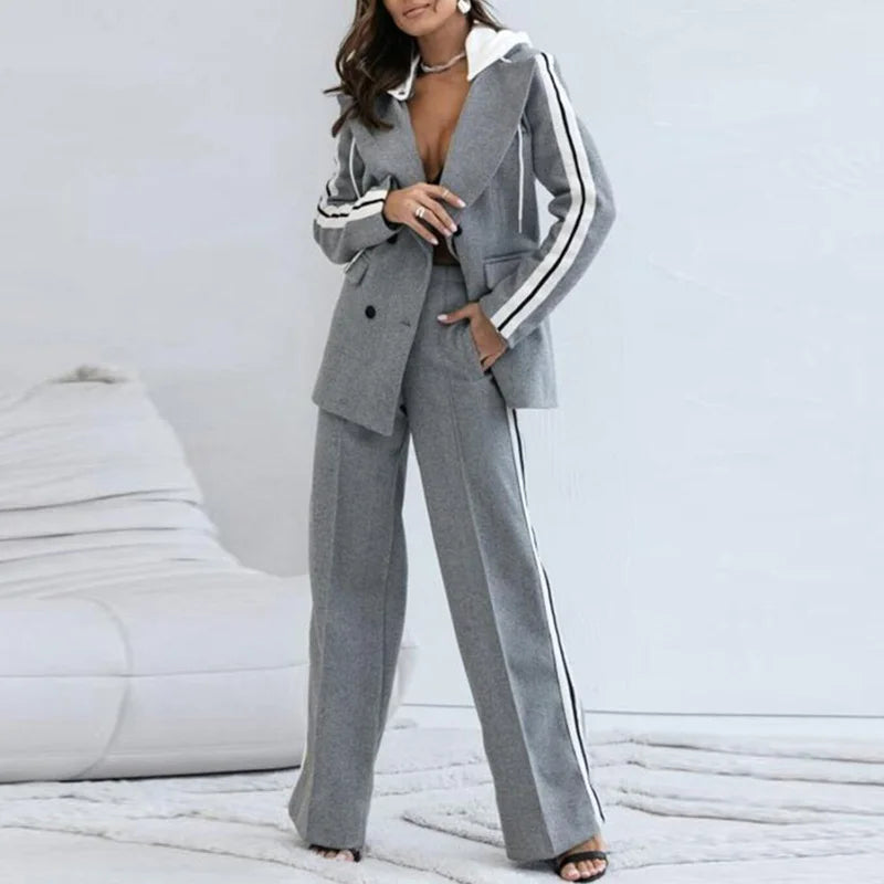 Two-Piece Set - Casual - Wide Leg - Blazer Set - Co-Ord Set Women-Grace Aura