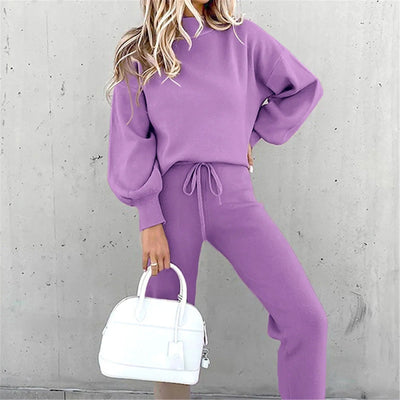 Two-Piece Set | Drawstring | Lantern Sleeve | Sweatsuit | Women's Jogger Set-Grace Aura