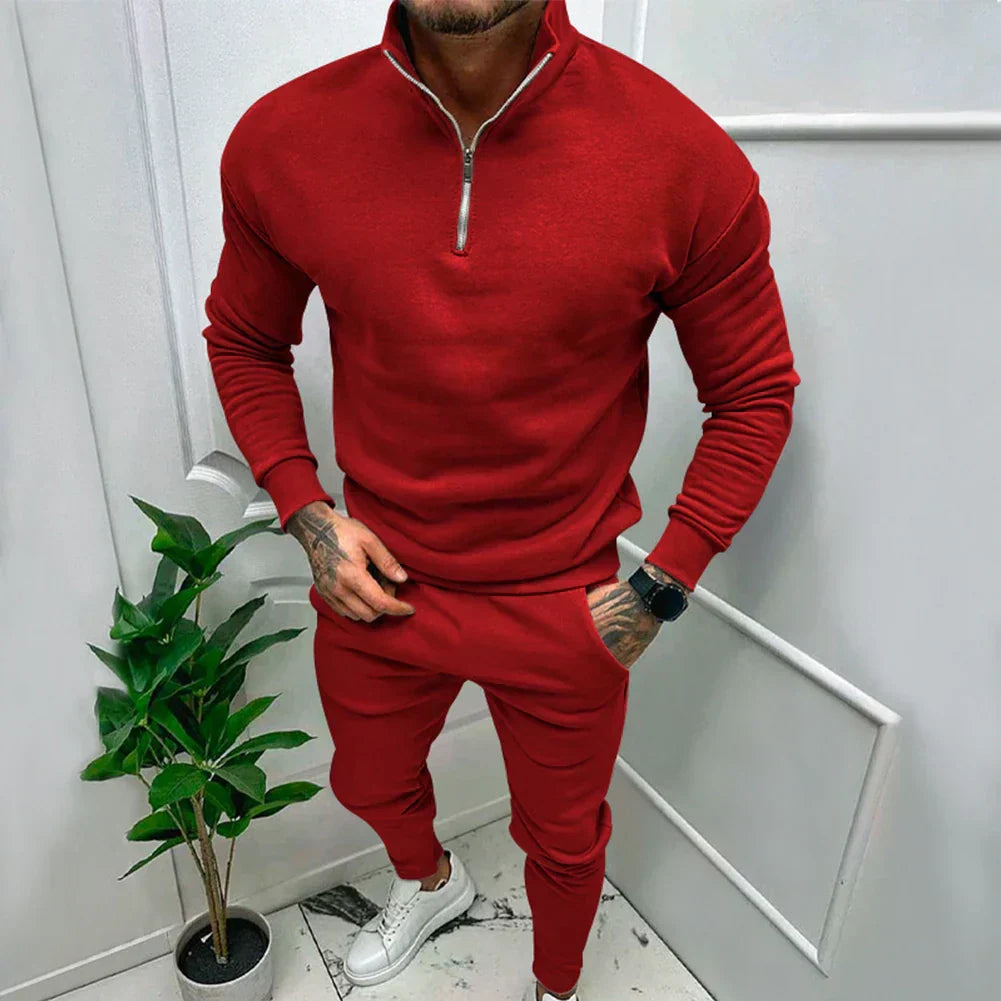 Two-Piece Set - Half-Zip - Long Sleeve - Winter Outfit - Co-Ord Sets Men-Grace Aura