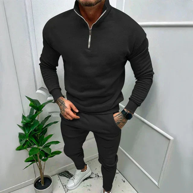 Two-Piece Set - Half-Zip - Long Sleeve - Winter Outfit - Co-Ord Sets Men-Grace Aura