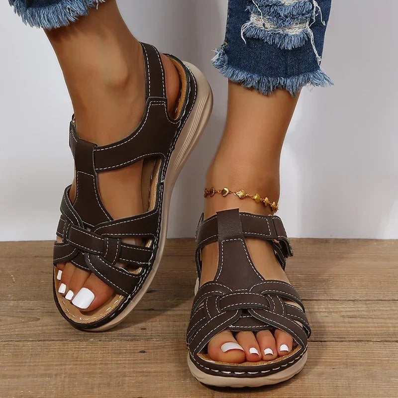 URSULA | Orthopedic Leather Sandals-Grace Aura