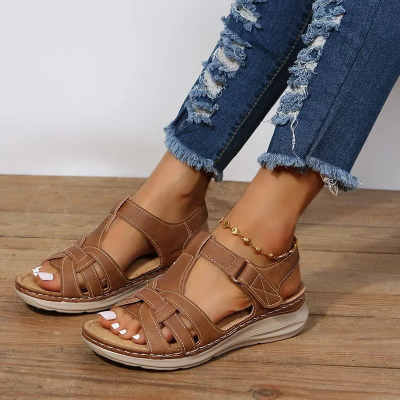 URSULA | Orthopedic Leather Sandals-Grace Aura