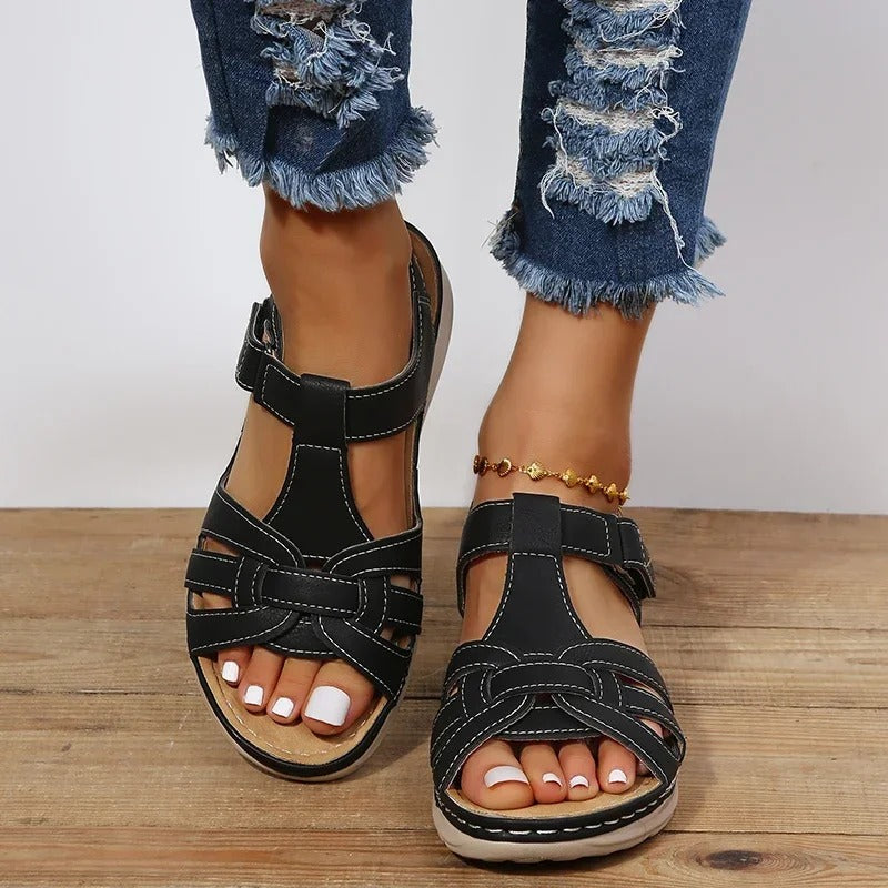 URSULA | Orthopedic Leather Sandals-Grace Aura