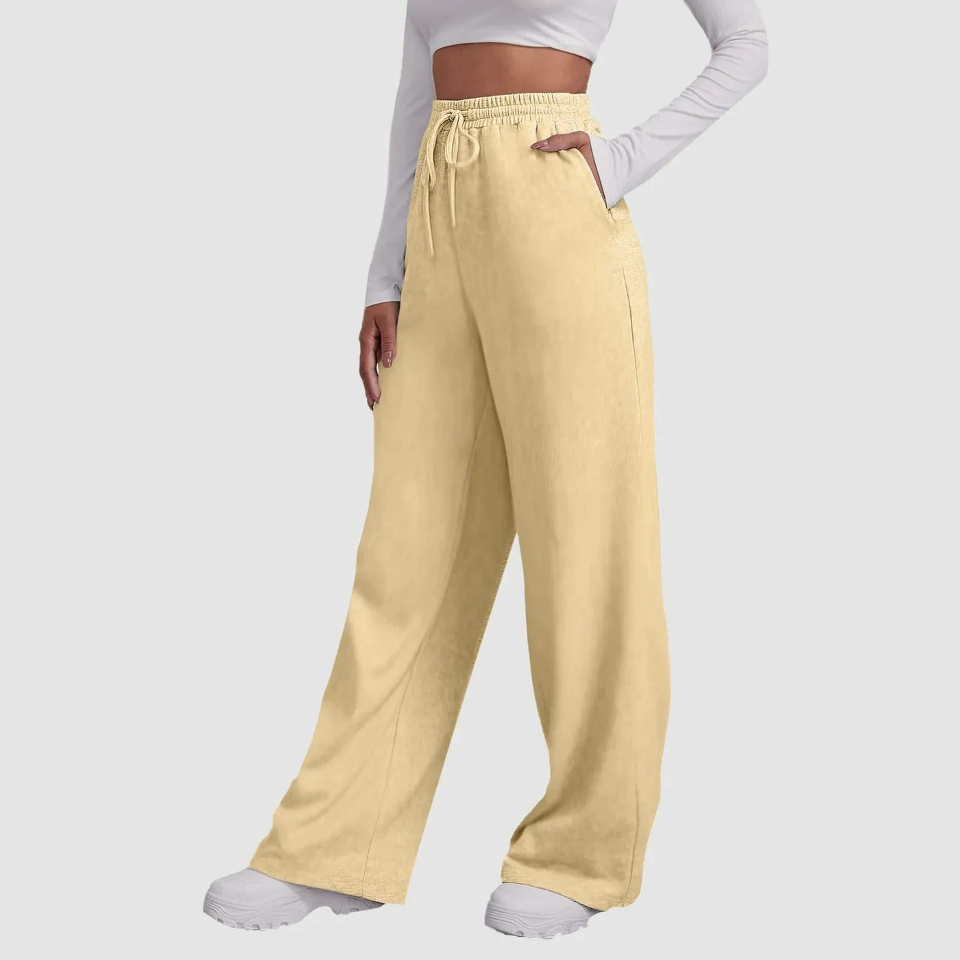 Wide Leg Joggers | Elastic Waist | Drawstring | Wide Leg Sweatpants | Women's Pants-Grace Aura