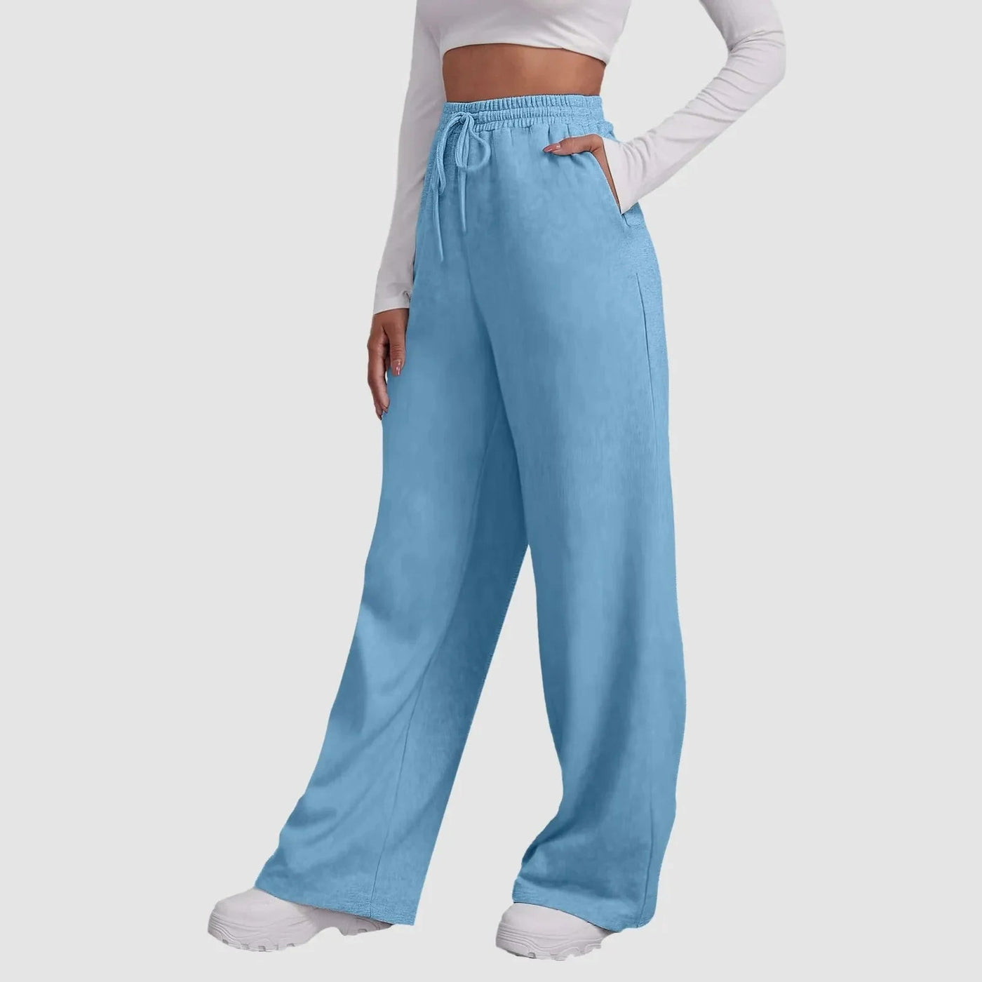 Wide Leg Joggers | Elastic Waist | Drawstring | Wide Leg Sweatpants | Women's Pants-Grace Aura