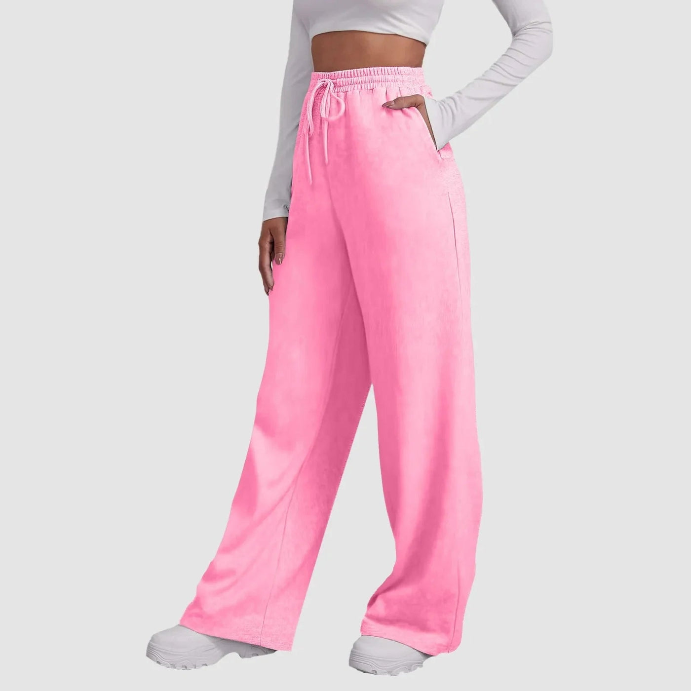 Wide Leg Joggers | Elastic Waist | Drawstring | Wide Leg Sweatpants | Women's Pants-Grace Aura