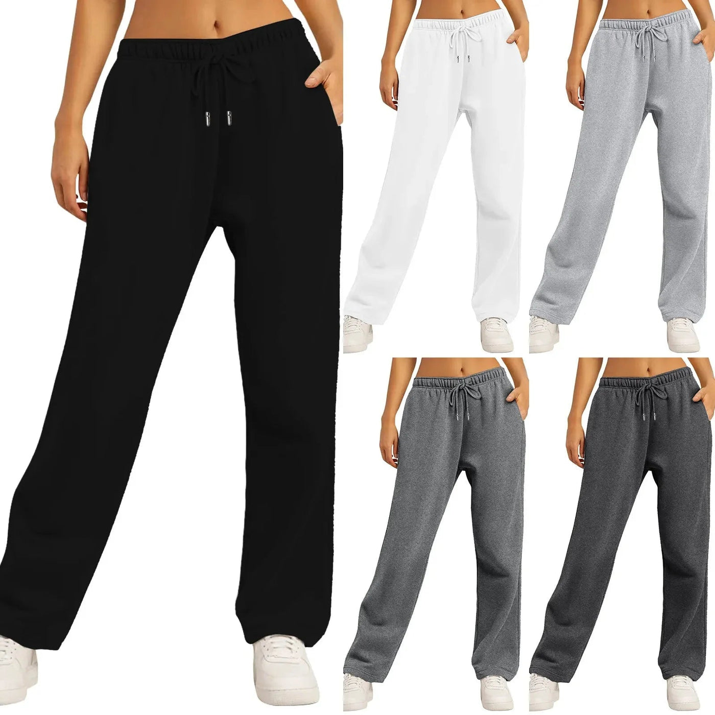 Wide Leg Joggers | Elastic Waist | Drawstring | Wide Leg Sweatpants | Women's Pants-Grace Aura