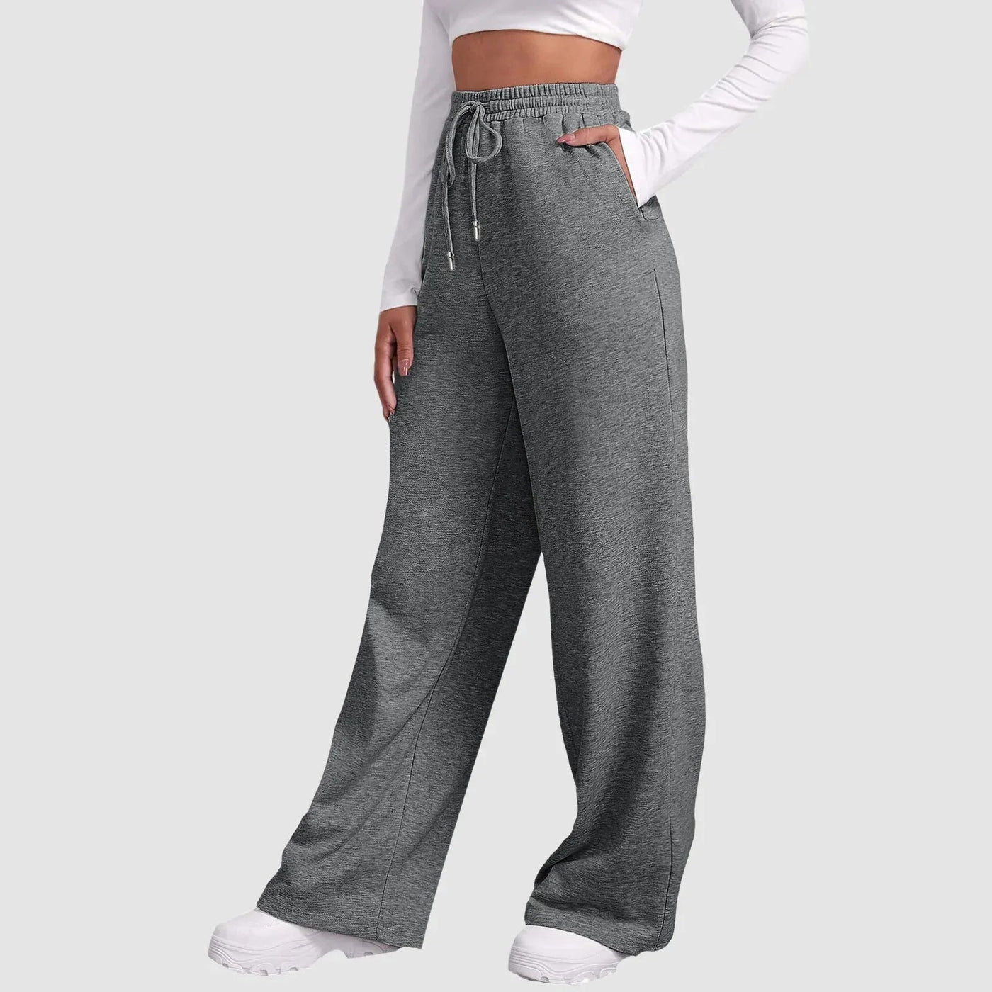 Wide Leg Joggers | Elastic Waist | Drawstring | Wide Leg Sweatpants | Women's Pants-Grace Aura