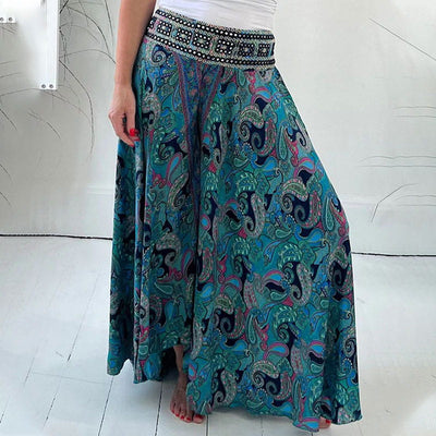 Wide Leg Pants | Paisley Print | Flowy | Boho Pants | Ladies Summer Trousers-Grace Aura