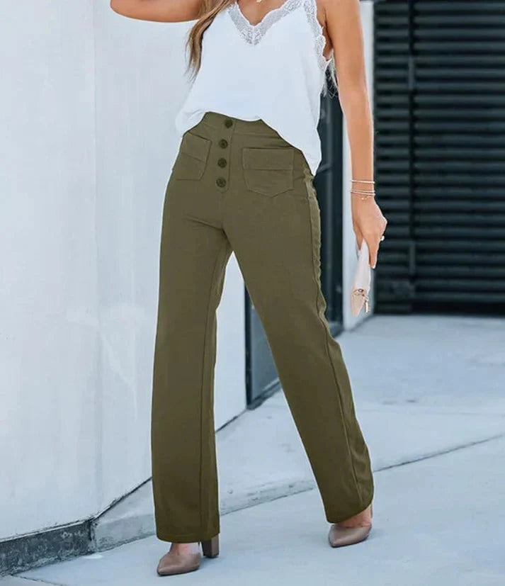 Wide Leg Pants - Stretch - Comfortable - High Waisted Pants - Women's Pants-Grace Aura