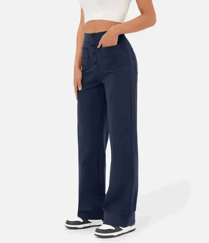 Wide Leg Pants - Stretch - Comfortable - High Waisted Pants - Women's Pants-Grace Aura