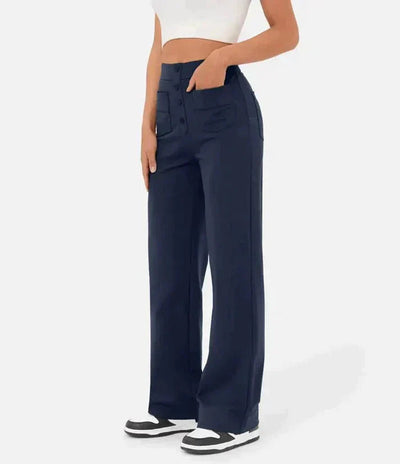 Wide Leg Pants - Stretch - Comfortable - High Waisted Pants - Women's Pants-Grace Aura