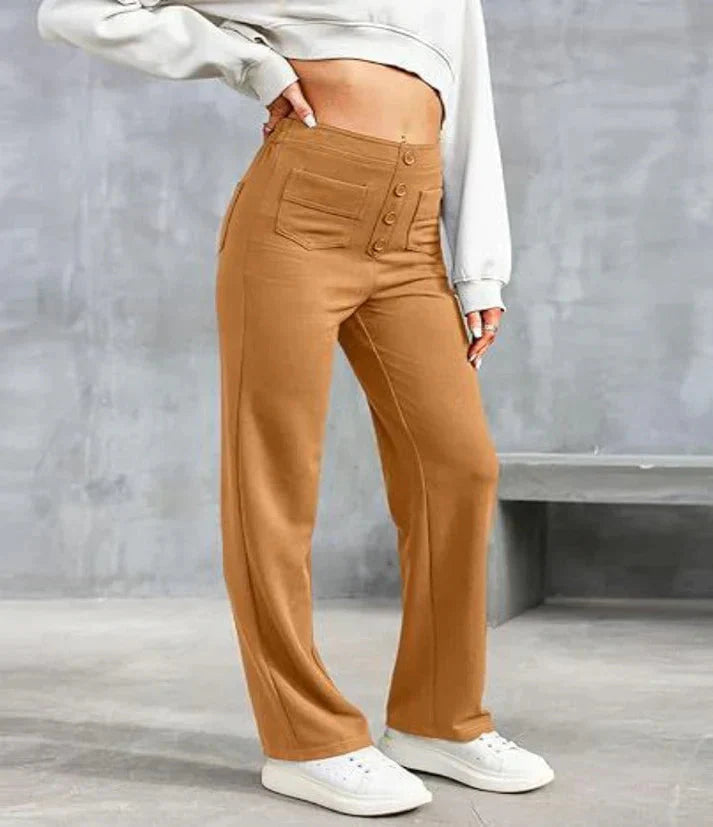 Wide Leg Pants - Stretch - Comfortable - High Waisted Pants - Women's Pants-Grace Aura