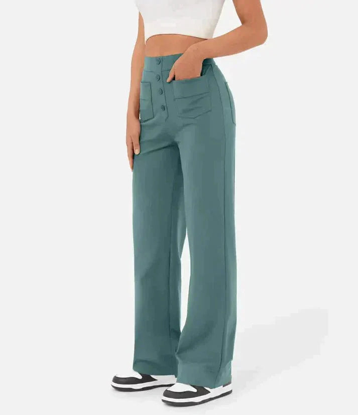 Wide Leg Pants - Stretch - Comfortable - High Waisted Pants - Women's Pants-Grace Aura