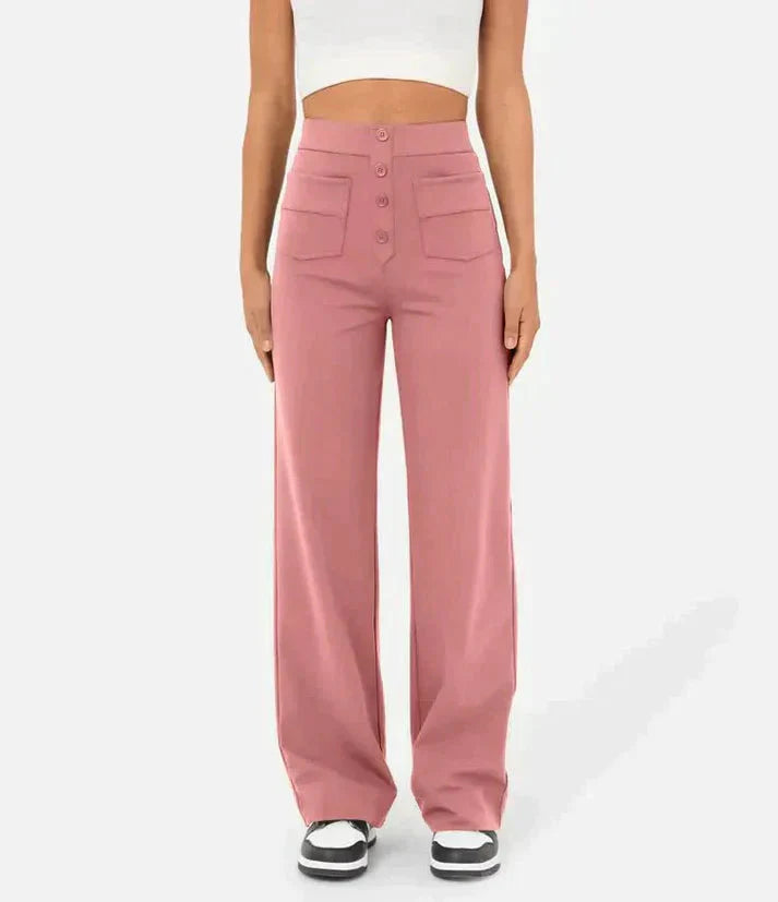 Wide Leg Pants - Stretch - Comfortable - High Waisted Pants - Women's Pants-Grace Aura