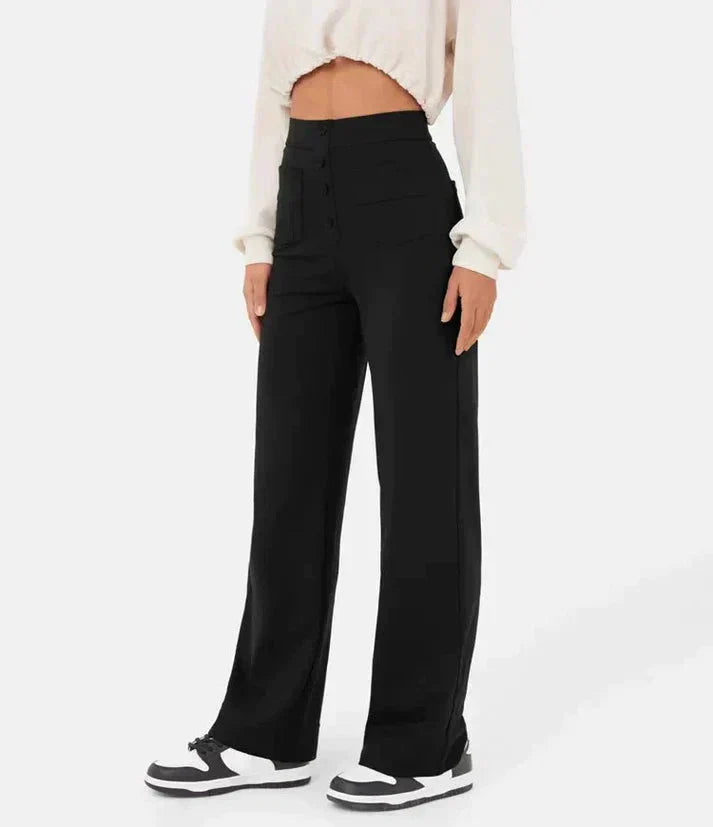 Wide Leg Pants - Stretch - Comfortable - High Waisted Pants - Women's Pants-Grace Aura