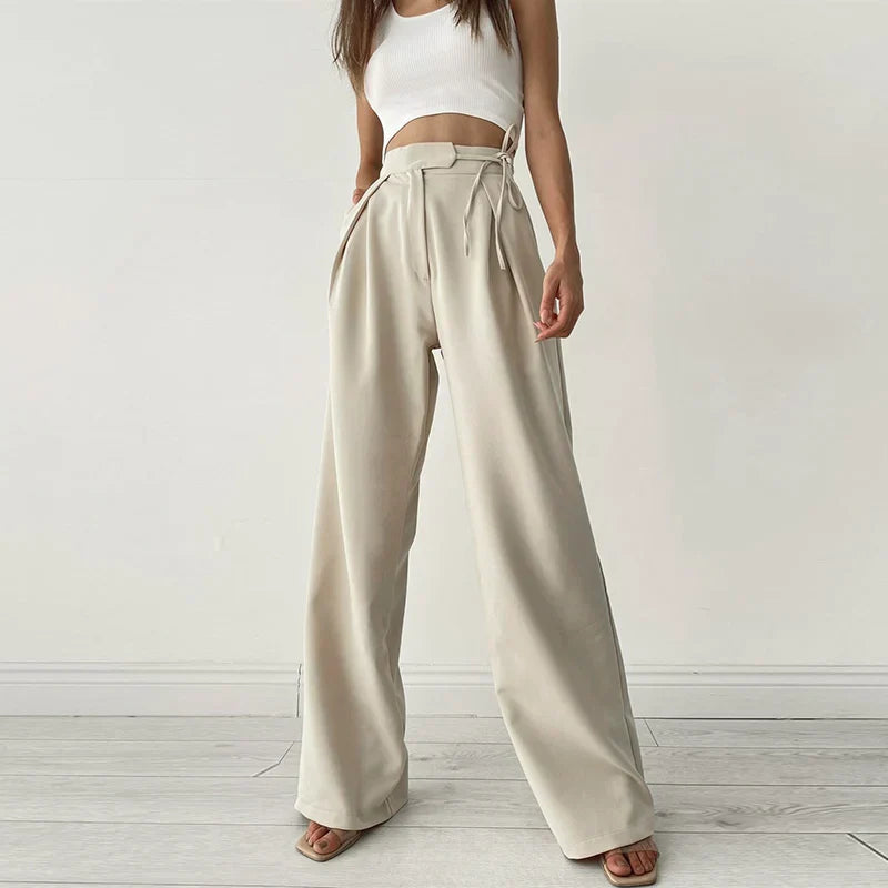 Wide Leg Slacks - Loose Fit - High Waisted - Wide Leg Pants - Women's Pants-Grace Aura