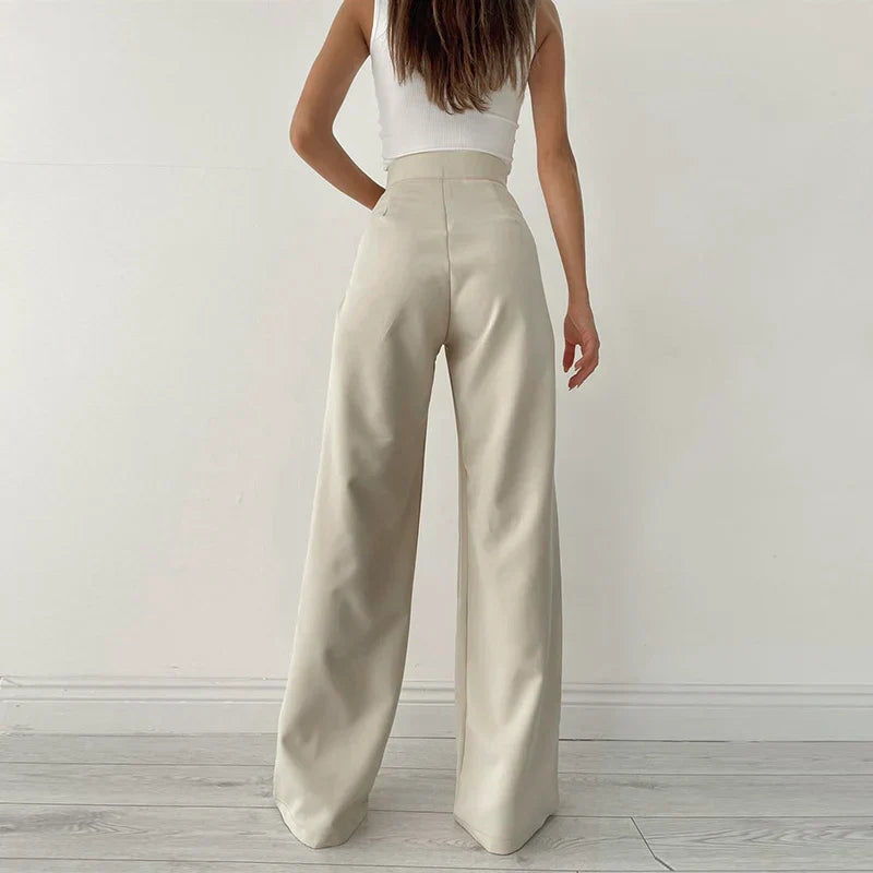 Wide Leg Slacks - Loose Fit - High Waisted - Wide Leg Pants - Women's Pants-Grace Aura