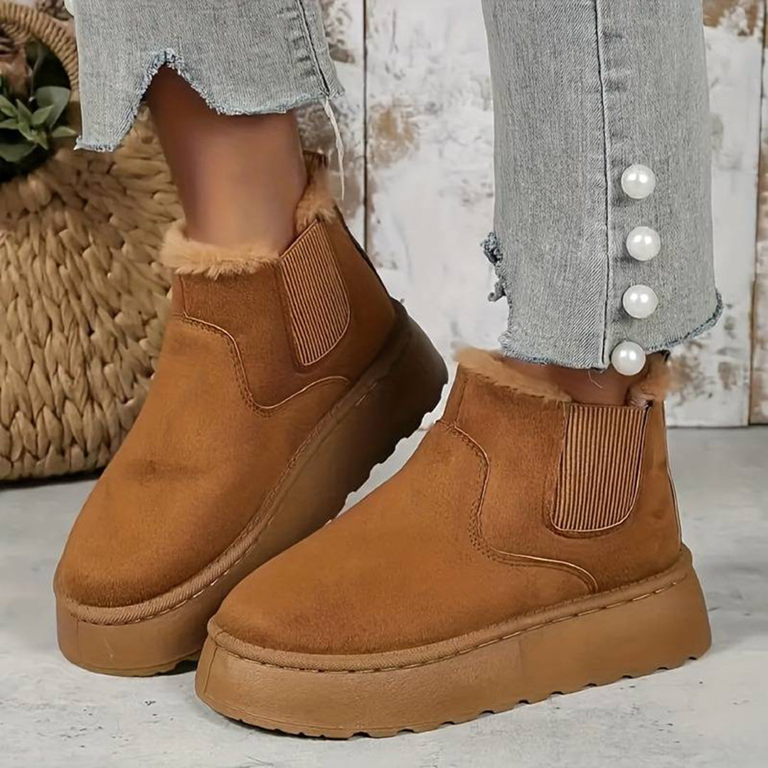 Winter Boots - Slip-On - Ankle - Boots with Faux Fur - Winter Shoes Women -Grace Aura