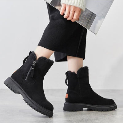 Winter Boots - Women's Warm Fur Lined Ankle Suede Boots-Grace Aura