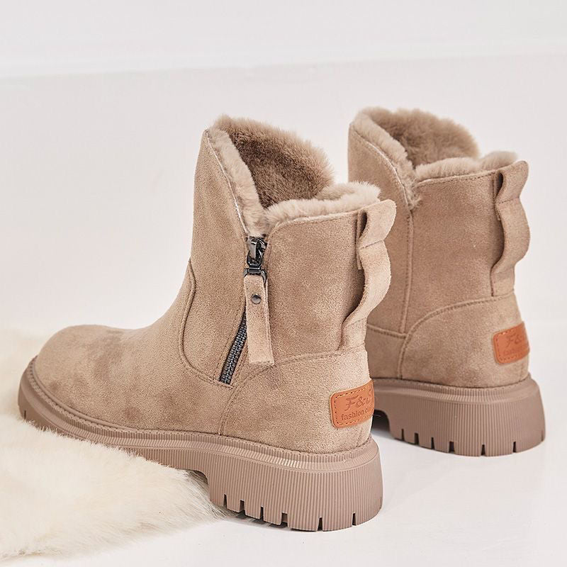 Winter Boots - Women's Warm Fur Lined Ankle Suede Boots-Grace Aura