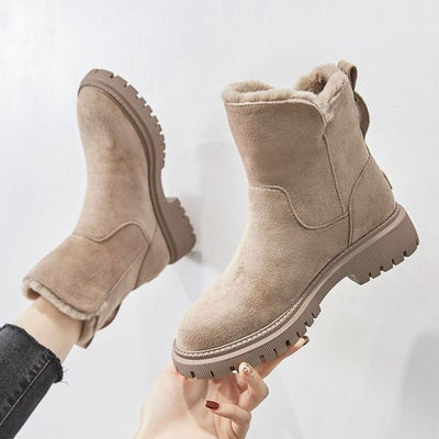 Winter Boots - Women's Warm Fur Lined Ankle Suede Boots-Grace Aura