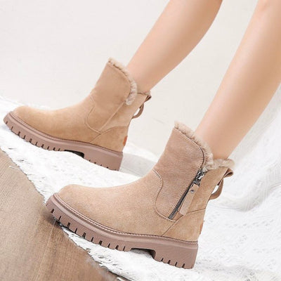 Winter Boots - Women's Warm Fur Lined Ankle Suede Boots-Grace Aura