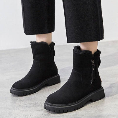 Winter Boots - Women's Warm Fur Lined Ankle Suede Boots-Grace Aura