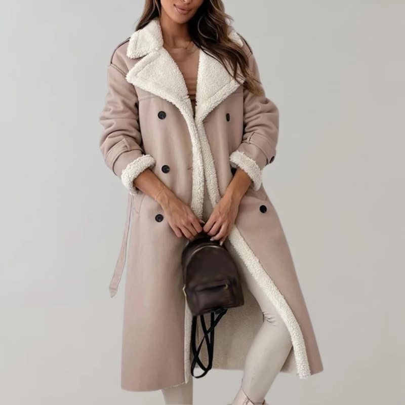 Winter Coat | Fleece Lined | Double Breasted | Long Overcoat Women | Long Winter Coats for Ladies-Grace Aura