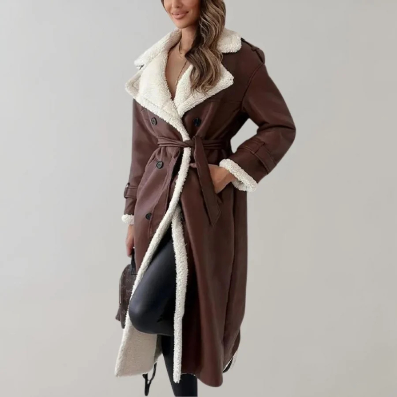 Winter Coat | Fleece Lined | Double Breasted | Long Overcoat Women | Long Winter Coats for Ladies-Grace Aura