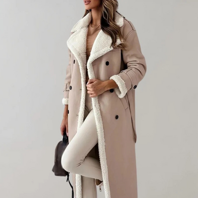 Winter Coat | Fleece Lined | Double Breasted | Long Overcoat Women | Long Winter Coats for Ladies-Grace Aura