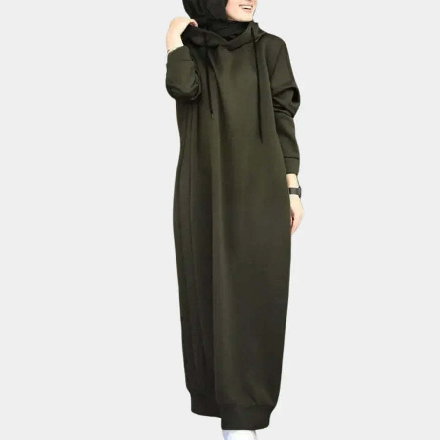 Winter Dress | Loose Fit | Long Sleeve | Maxi Dress | Hoodie Dress-Grace Aura