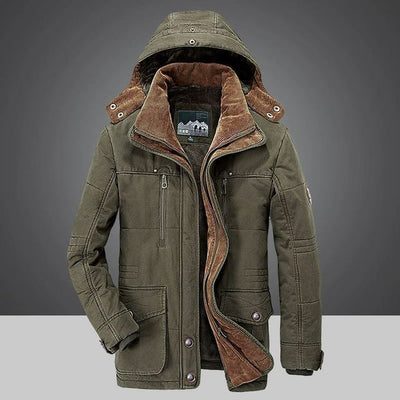 Winter Jacket - Men's Fleece Lined Zip-Up Hooded Down Jacket-Grace Aura