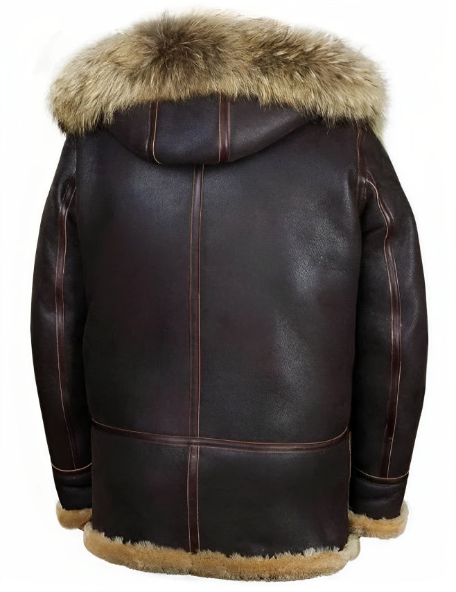 Winter Leather Jacket | Hooded | Warm | Sherpa Lined Jacket | Men's Winter Jacket-Grace Aura