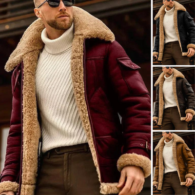 Winter Leather Jacket - Men's Warm Sherpa Lined Winter Aviator Jacket-Grace Aura