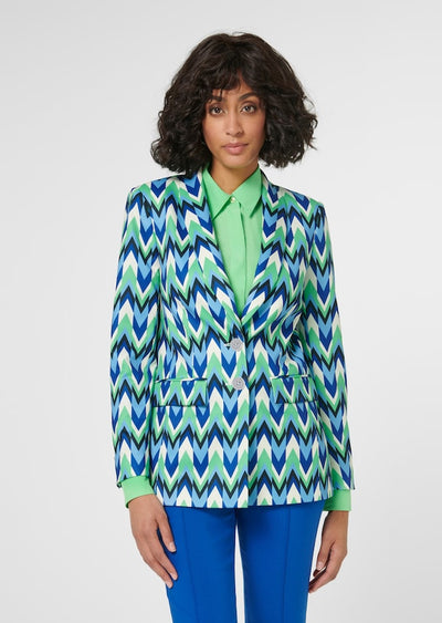 Women's Blazer - Printed - V-Neck - Single Breasted Blazer - Women's Jacket -Grace Aura