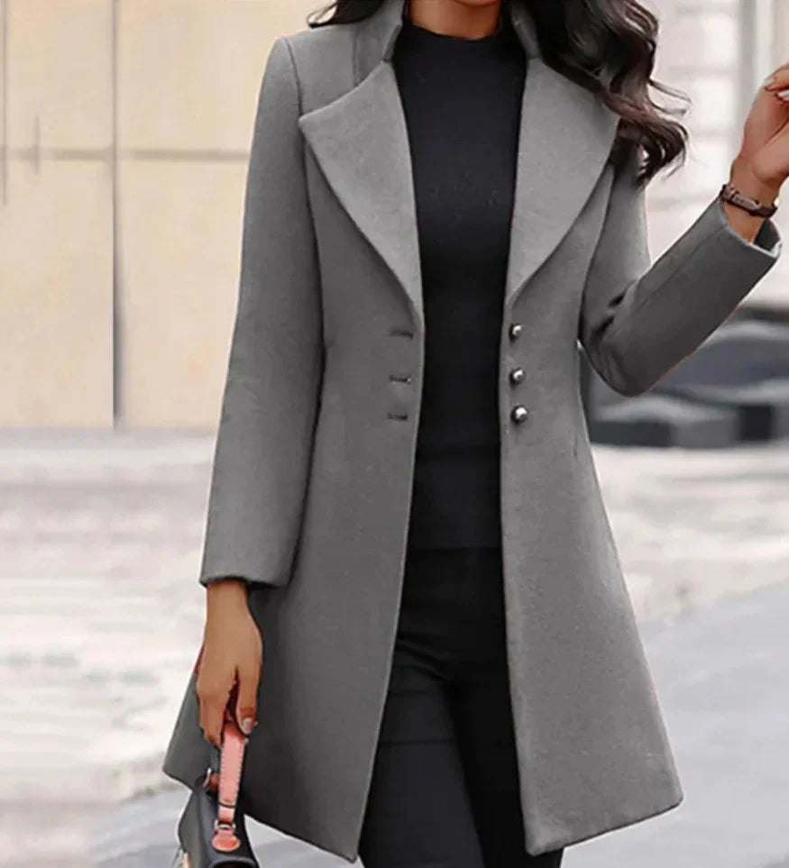 Women's Coat - Elegant Single Breasted Trench Coat for Winter-Grace Aura