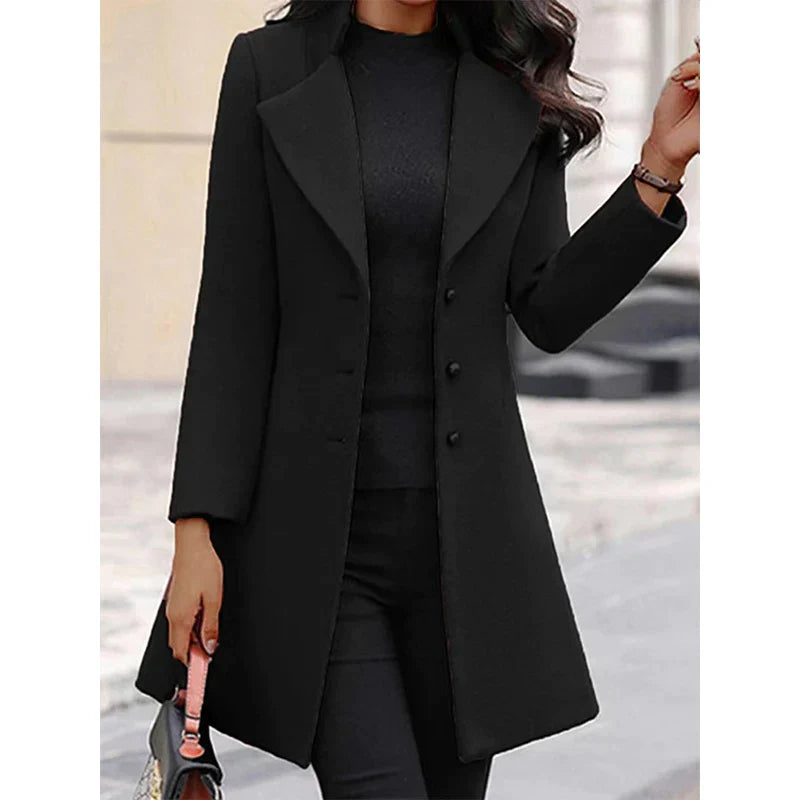 Women's Coat - Elegant Single Breasted Trench Coat for Winter-Grace Aura