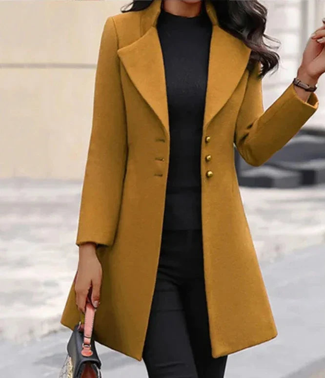 Women's Coat - Elegant Single Breasted Trench Coat for Winter-Grace Aura