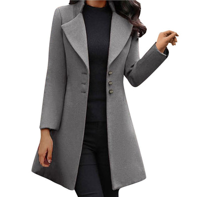 Women's Coat - Elegant Single Breasted Trench Coat for Winter-Grace Aura