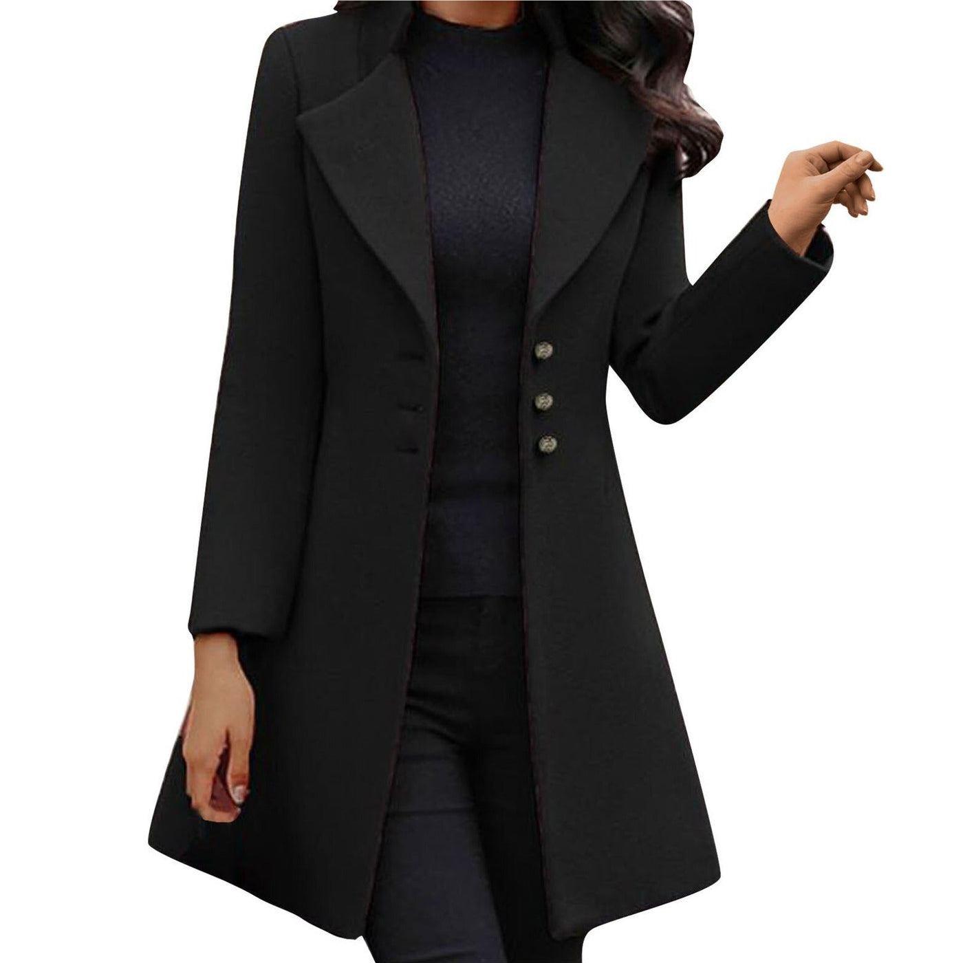 Women's Coat - Elegant Single Breasted Trench Coat for Winter-Grace Aura