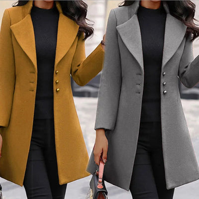 Women's Coat - Elegant Single Breasted Trench Coat for Winter-Grace Aura