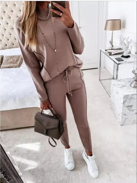 Women's Jogger Set - Loose Fit - Drawstring - Two-Piece Set - Sweatsuit-Grace Aura