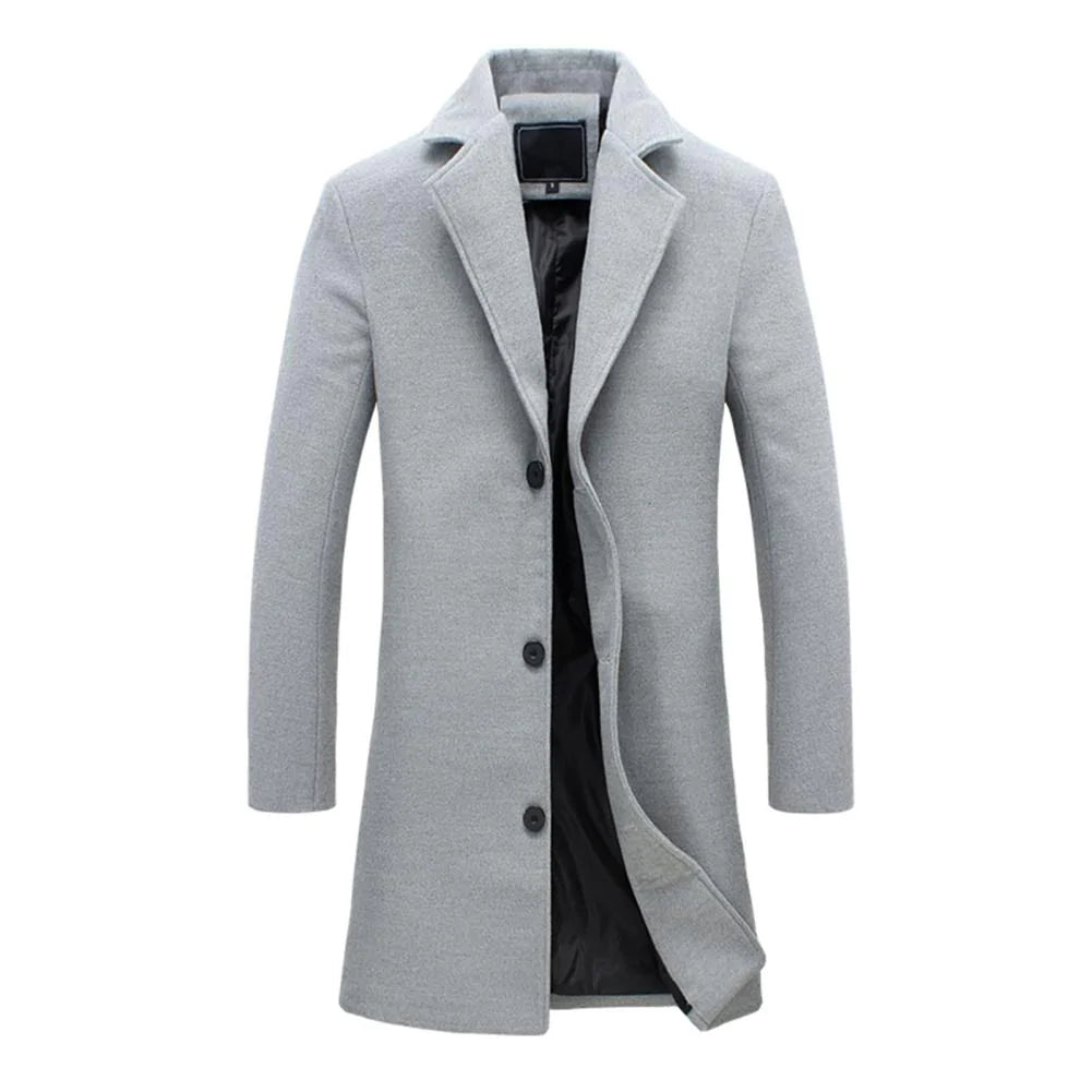 Wool Coat | Long | Single Breasted | Winter Coat | Wool Trench Coats for Men-Grace Aura