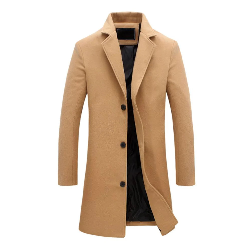 Wool Coat | Long | Single Breasted | Winter Coat | Wool Trench Coats for Men-Grace Aura