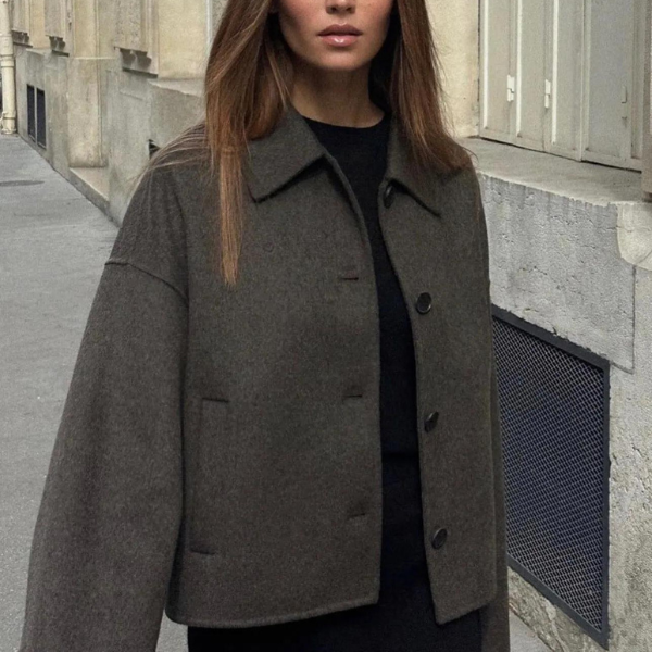 Wool Jacket | Single Breasted | Loose Fit | Short Wool Coat | Wool Trench Coat Ladies-Grace Aura