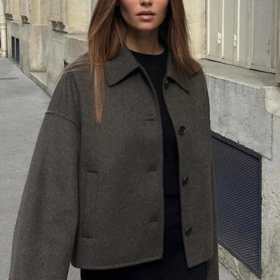 Wool Jacket | Single Breasted | Loose Fit | Short Wool Coat | Wool Trench Coat Ladies-Grace Aura